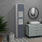 kleankin 75" Tall Bathroom Storage Cabinet, Narrow Bathroom Cabinets with Matte Glass Doors and 5-tier Shelving, White