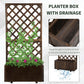 Outsunny 2.4 x 1 x 4.9 ft Garden Wooden Pine Trough Planter with Topped Trellis Climbing Plants Flower Raised Bed, Orange