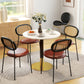HOMCOM Round Dining Table, Modern Dining Room Table with Faux Marble Top, Steel Base, Space Saving Small Kitchen Table, Black