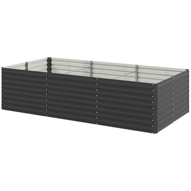 Outsunny 8' x 4' x 2' Raised Garden Bed, Galvanized Planter Box for Growing Flowers, Herbs and Vegetables, Dark Grey