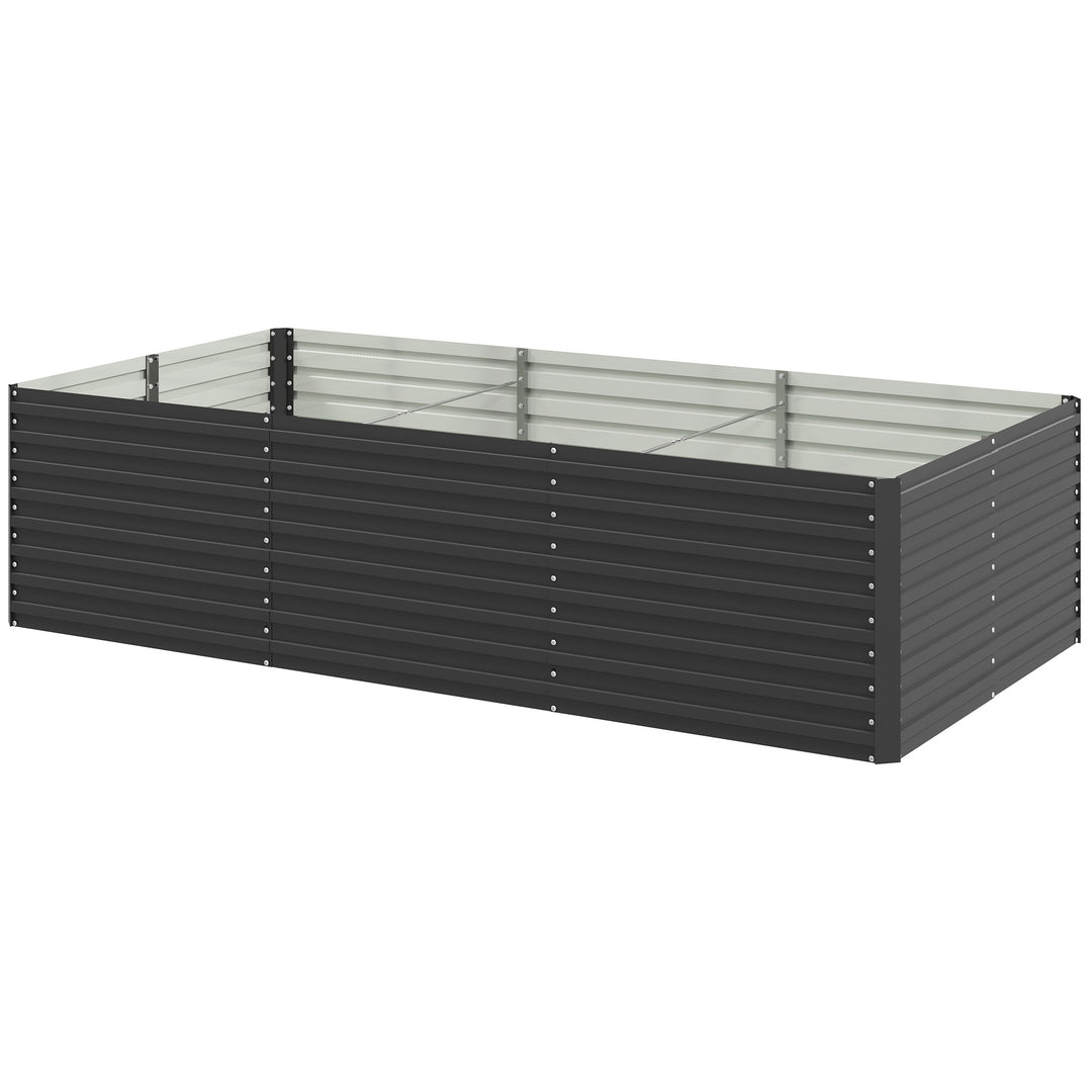 Outsunny 8' x 4' x 2' Raised Garden Bed, Galvanized Planter Box for Growing Flowers, Herbs and Vegetables, Dark Grey