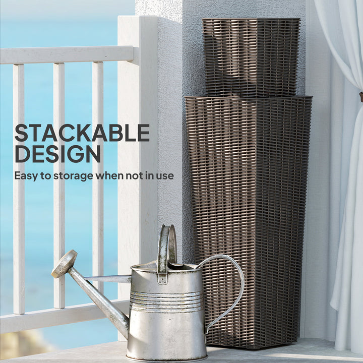 Outsunny Set of 2 Tall Planters for Outdoor Plants with Drainage Holes, Outdoor Flower Pots for Entryway, Patio and Deck