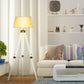 HOMCOM Tripod Floor Lamp, Adjustable Height Wooden Standing Lamp with E26 Lamp Base for Living Room, Bedroom, White and Grey