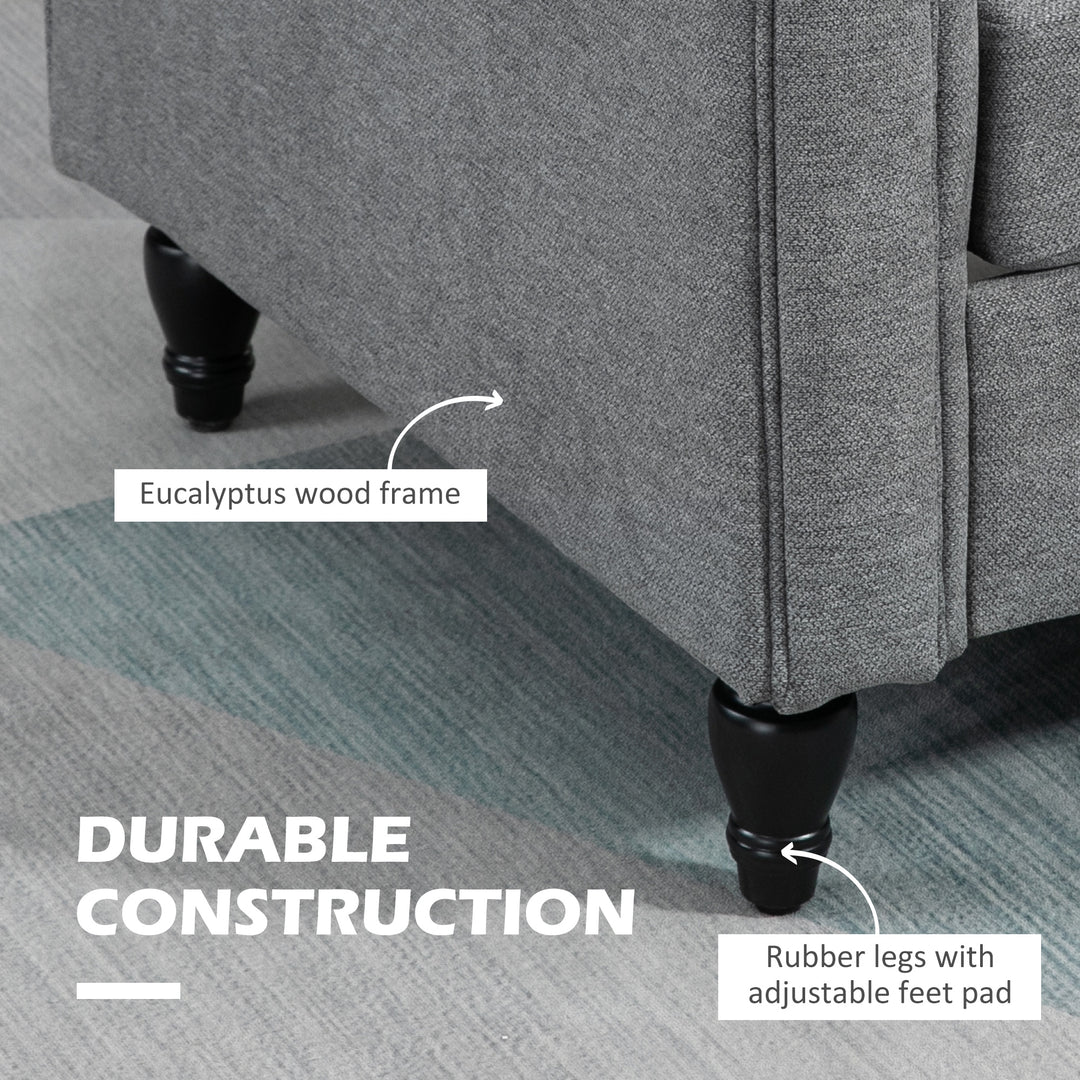 HOMCOM Vintage Loveseat, Upholstered Love Seat Furniture, Chenille-feel Fabric 2 Seater Sofa Couch with Rolled Arms, Gourd-Shaped Rubber Wood Legs for Living Room, Dark Grey