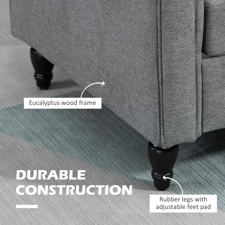 HOMCOM Vintage Loveseat, Upholstered Love Seat Furniture, Chenille-feel Fabric 2 Seater Sofa Couch with Rolled Arms, Gourd-Shaped Rubber Wood Legs for Living Room, Dark Grey