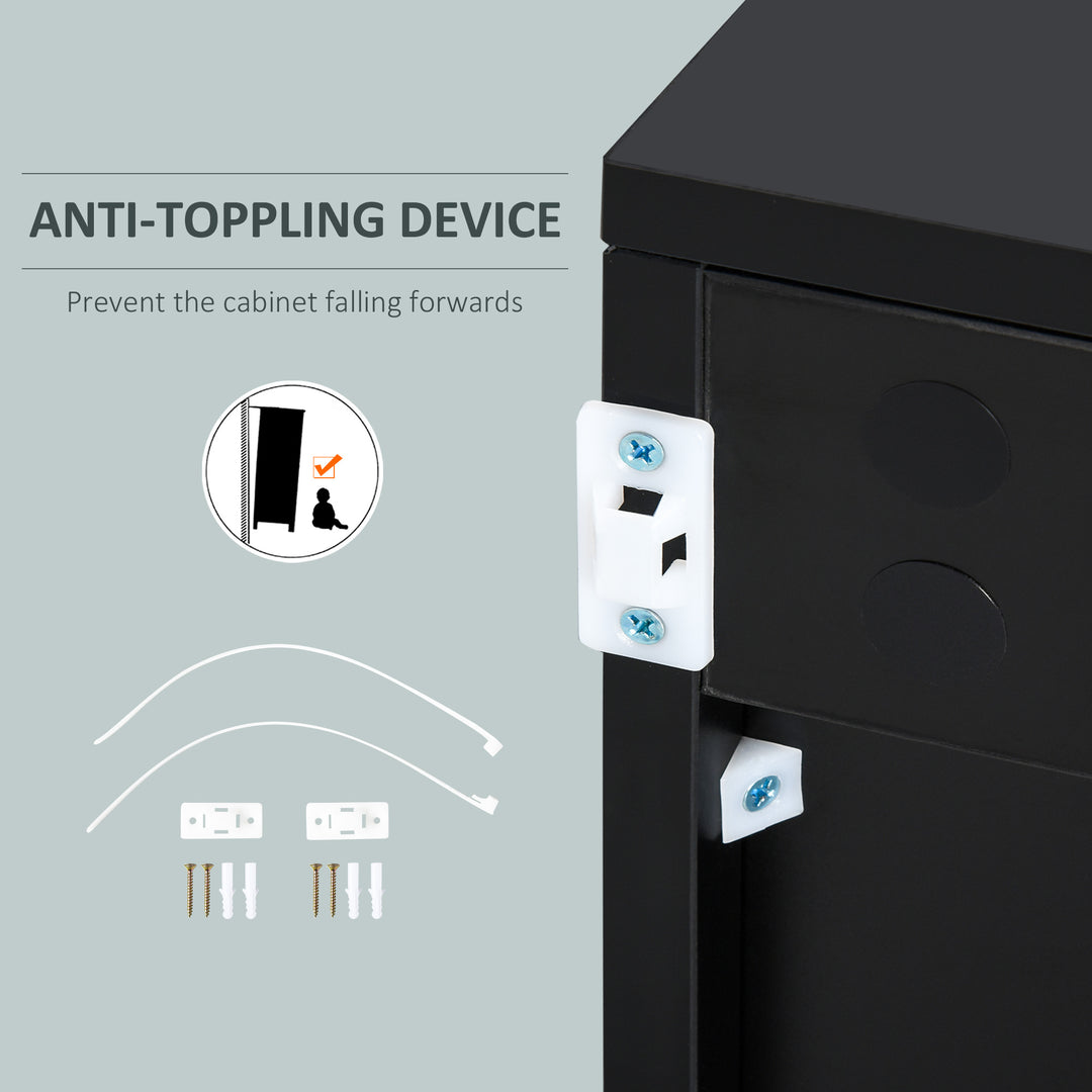 HOMCOM High Gloss Buffet Sideboard with 2 Drawers, 2 Doors and Adjustable Shelf, Kitchen Storage Cabinet with Push Open Design, White