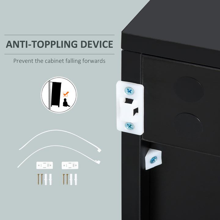 HOMCOM High Gloss Buffet Sideboard with 2 Drawers, 2 Doors and Adjustable Shelf, Kitchen Storage Cabinet with Push Open Design, White