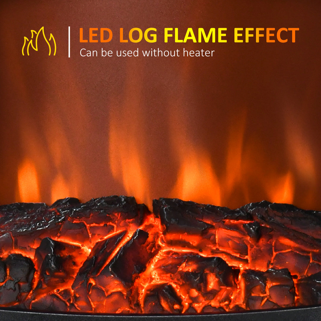 HOMCOM Electric Fireplace Heater, Freestanding Fireplace Stove with Realistic Adjustable Flame Effect and Adjustable Temperature, Overheating Safety Protection, 750W/1500W, Black