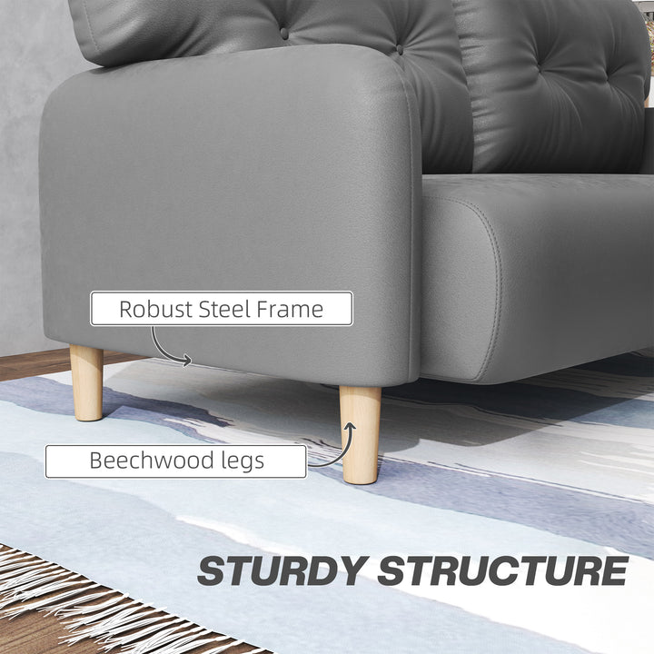HOMCOM 58" 2 Seat Sofa, Modern Love Seats Furniture, Upholstered 2 Seater Couch, Solid Wood Frame, Grey