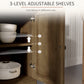 HOMCOM Sideboard Cabinet with 2 Drawers, 4 Barn Doors and 2 Adjustable Shelves, Buffet Table for Living Room, Light Brown
