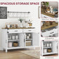 HOMCOM Farmhouse Buffet Cabinet Sideboard with 1 Drawer, 1 Storage Cabinet and Adjustable Shelf, White