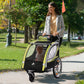 Aosom 2 Seat Bike Trailer for Kids 2-in-1 Double Baby Jogging Stroller with Handbrake, Rubber Wheels, 5 Point Harness, Waterproof Cover, Storage Bag, Reflectors, Yellow