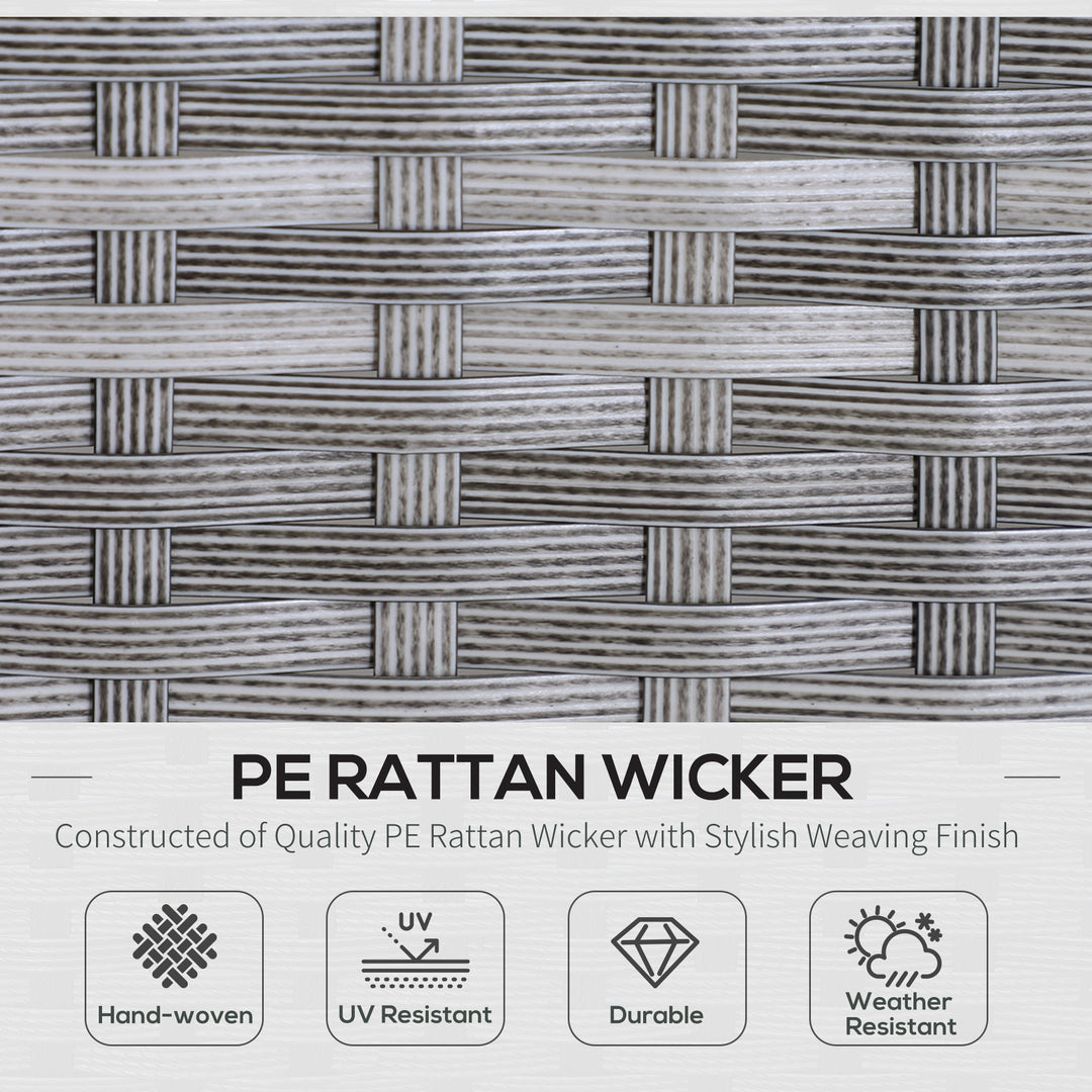 Outsunny 5 Pieces Wicker Patio Conversation Dining Furniture Set with Cushions, Table and Ottomans, Bright Blue