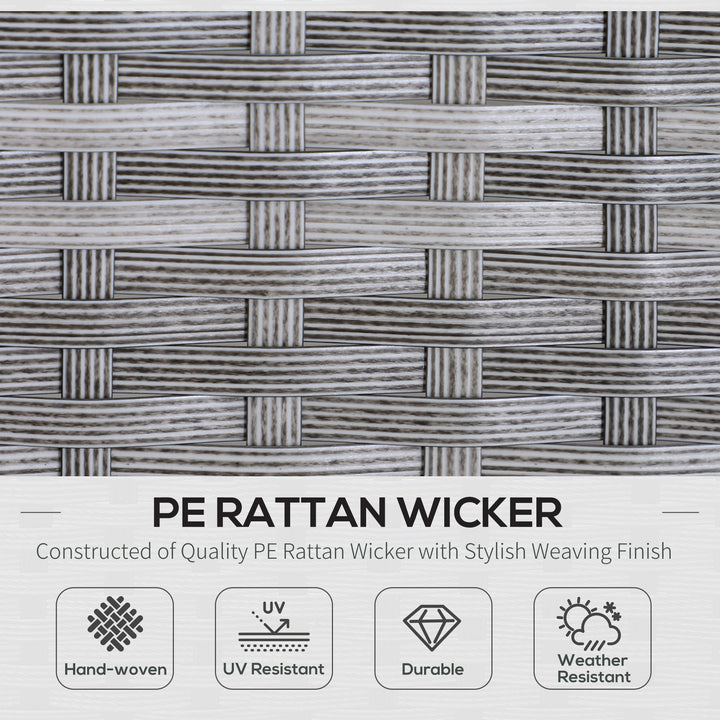 Outsunny 5 Pieces Wicker Patio Conversation Dining Furniture Set with Cushions, Table and Ottomans, Bright Blue