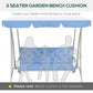 Outsunny Porch Swing Cushion Garden Bench Cushion with Backrest, Non-Slip 3-Seater Thick Pad, Swing Chair Mat Replacement for Indoor and Outdoor, 59.1" x 38.6", Khaki