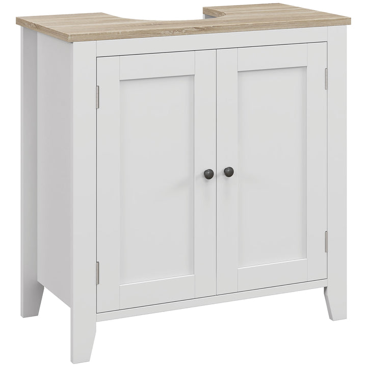 kleankin Bathroom Sink Vanity Unit, Under Sink Bathroom Cabinet with U-Shape Design and Adjustable Shelf, White