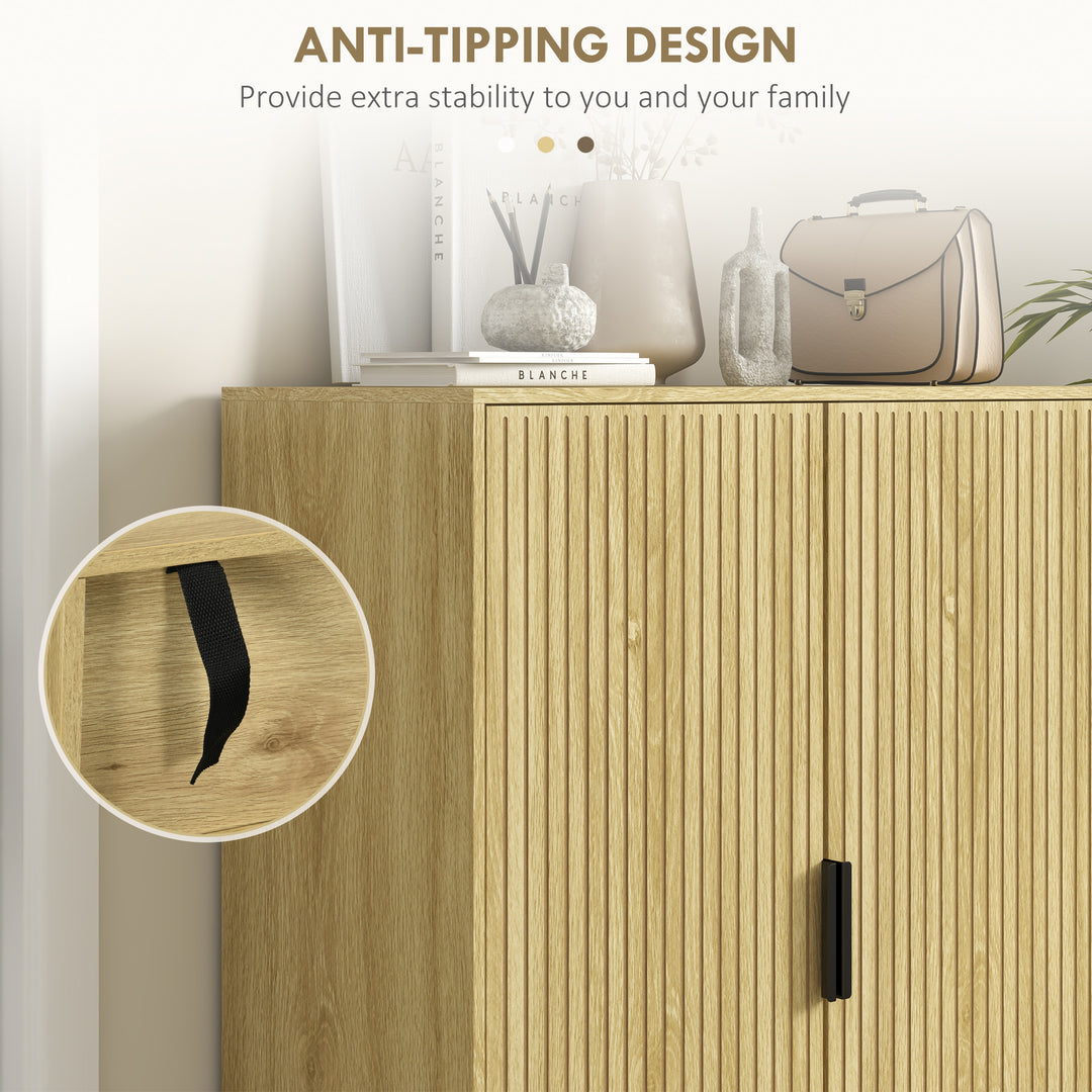 HOMCOM Entryway Shoe Cabinet with 5-Tier Shelving and Adjustable Shelves, 15 Pair Shoe Storage Organizer for Hallway, Oak