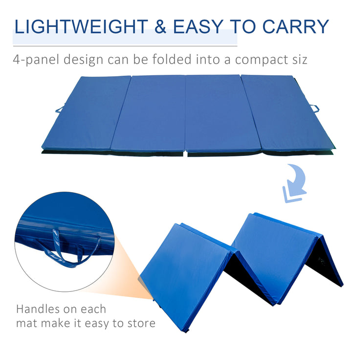 Soozier 4'x8'x2" Folding Gymnastics Tumbling Mat, Exercise Mat with Carrying Handles for Yoga, MMA, Martial Arts, Stretching, Core Workouts, Dark Blue