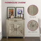HOMCOM Farmhouse Buffet Cabinet Sideboard with 1 Drawer, 1 Storage Cabinet and Adjustable Shelf, White