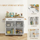 HOMCOM Kitchen Island on Wheels with Rubberwood Top, Rolling Kitchen Cart with 2 Drawers, 4 Doors and Adjustable Shelves
