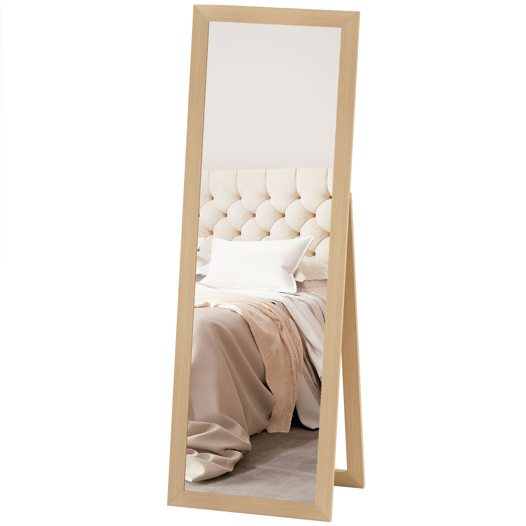 HOMCOM 58" x 20" Floor Standing Mirror, Full Body Mirror for Bedroom, Living Room, Oak
