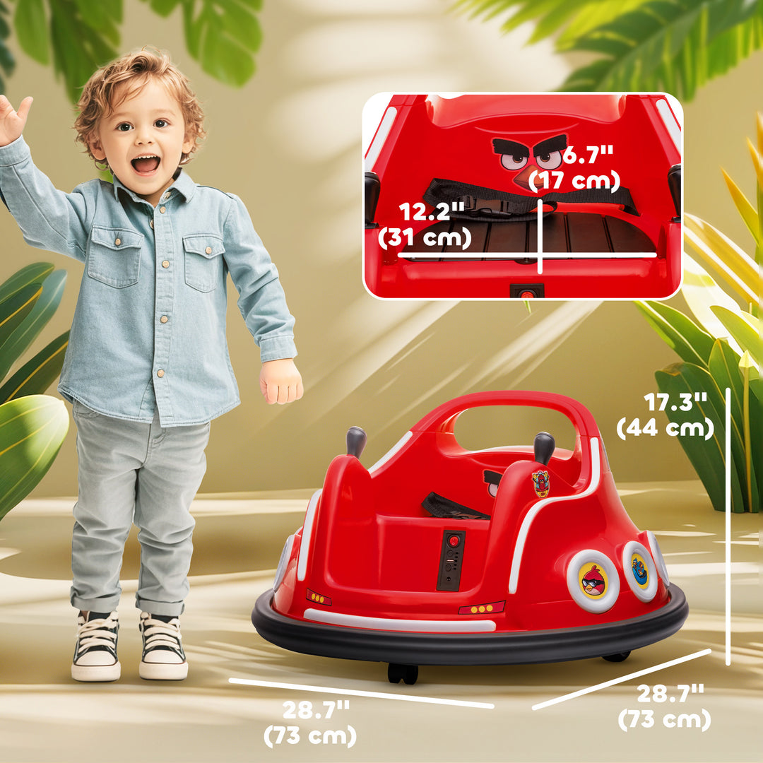 Qaba Angry Bird Licensed Electric Ride on Car, 12V Bumper Car for Kids w/ Dual Joysticks, 360 Degree Spin, Blue