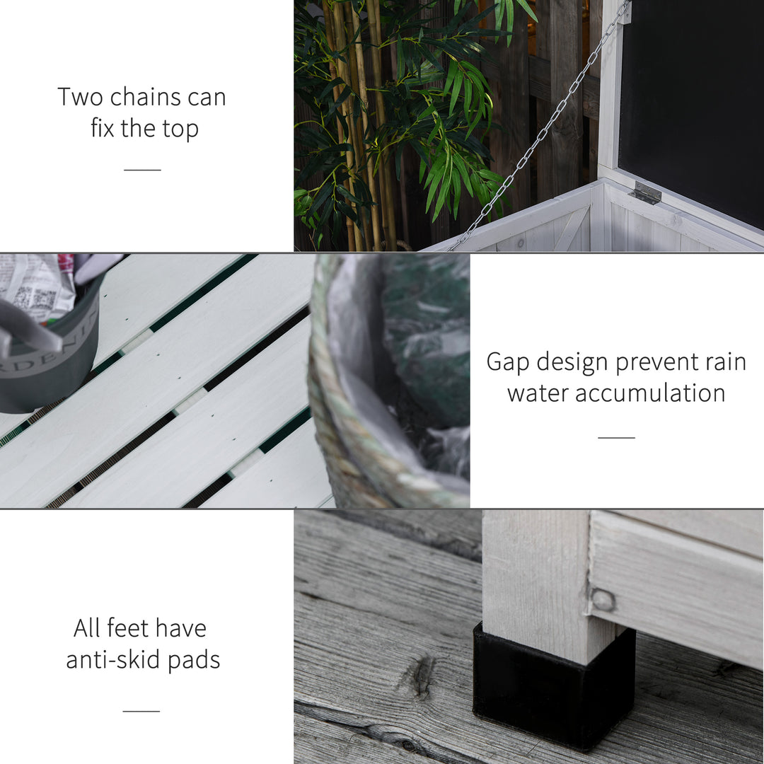 Outsunny 75 Gallon Wooden Storage Box patio Deck Box Bench, Garden Backyard Outdoor Storage Container with Aerating Gap & Weather-Fighting Finish, White