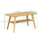 HOMCOM 2 Tier Coffee Table Bamboo Tea Table with Storage Shelf Sleek Rectangle Desk Wood Grain Living Room Home Furniture 39.25" x 19.75" x 19.75"