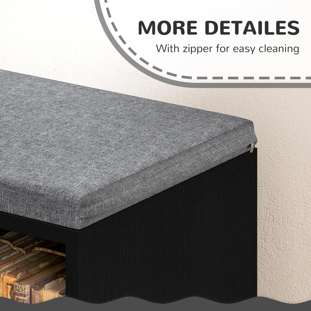 HOMCOM Multi-Purpose Bookshelf with 5 Cubes, 5-Cubby Bookcase with Cushioned Reading Nook and Storage Shelves, Grey