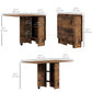 HOMCOM Extendable Dining Table, Collapsible Folding Table w/ 2-tier Shelves and Rolling Casters, Rustic Brown