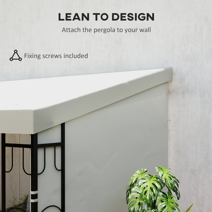 Outsunny 10' x 13' Wall Pergola, Outdoor Gazebo with 2 Curtains and 2 Nettings, UV Resistant, for Patio, Deck, Dark Grey