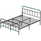 HOMCOM Full Bed Frame with LED Lights and Charging Station, Metal Platform Bed Frame with Under Bed Storage, Black