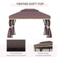Outsunny 10 x 13ft Aluminum Frame Gazebo Canopy Double Tier Garden Shelter with Netting and Curtains, Coffee