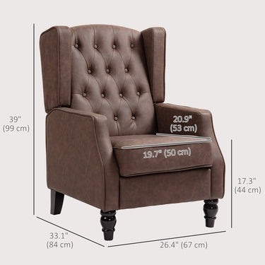 HOMCOM Faux Leather Armchair, Modern Accent Chair with Thick Padding for Living Room, Bedroom, Home Office, Brown