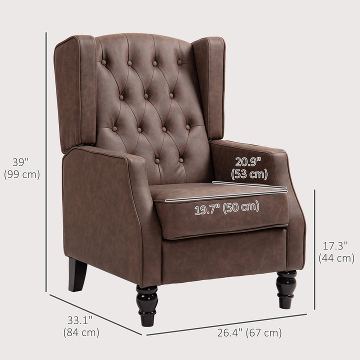 HOMCOM Faux Leather Armchair, Modern Accent Chair with Thick Padding for Living Room, Bedroom, Home Office, Brown