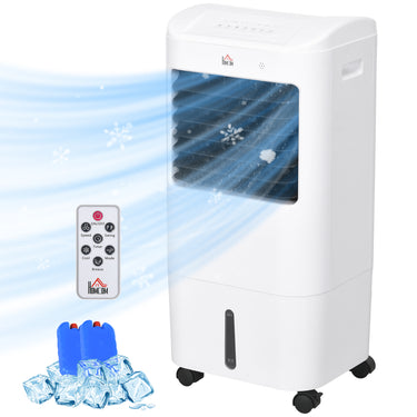 HOMCOM Cooling Fan for Bedroom with Ice Pack, Tower Fan with Remote Control, 3 Modes, 3 Speeds, 7.5H Timer, White