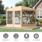 Outsunny 12' x 12' Hexagon Automatic Pop Up Screen Tents Camping Shelter Picnic Canopy Outdoor Sun Shade w/ Mesh Sidewalls and Carry Bag Beige