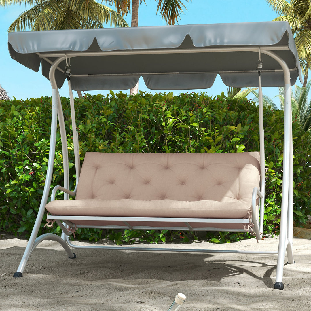 Outsunny 2 Seater Garden Bench Cushion, Soft Thick Outdoor Non-Slip 2 Seater Soft Pad With Backrest for Garden Patio, 47" x 43" x 5", Light Grey