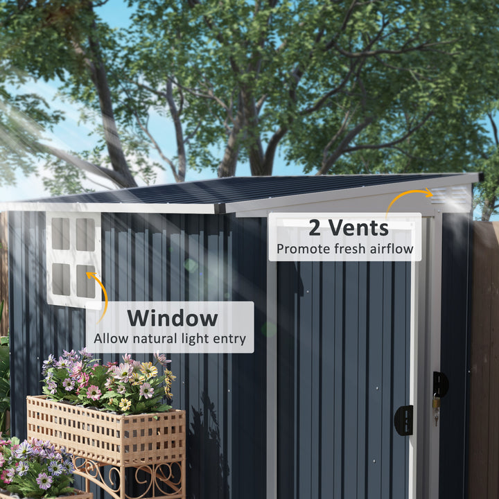 Outsunny 4' x 6' Outdoor Storage Shed, Metal Garden Shed with Window, 2 Vents and Lockable Door for Backyard, Garden, Patio