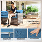 Outsunny 6pcs Outdoor Rattan Sofa Set Garden Wicker Sectional Couch Furniture Set with Dining Table and Chair White