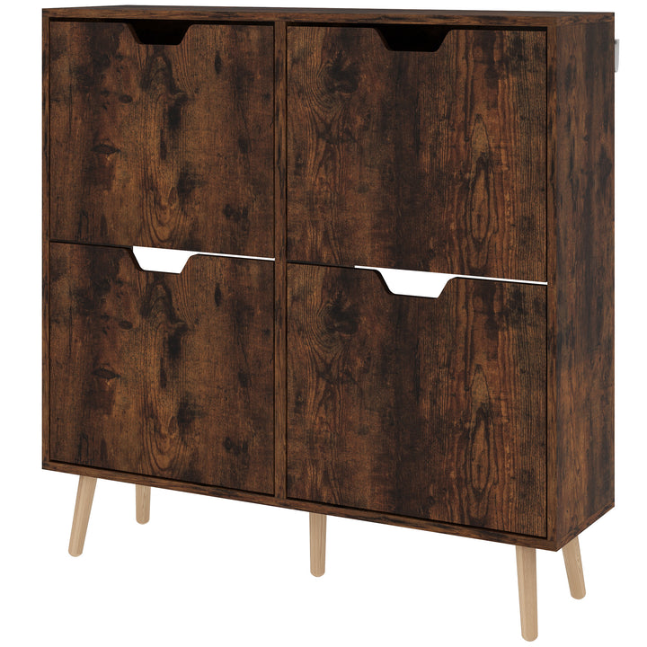 HOMCOM Shoe Storage Cabinet with 4 Flip Drawers and Adjustable Shelf, Shoe Cabinet for 8-16 Pairs of Shoes, Natural