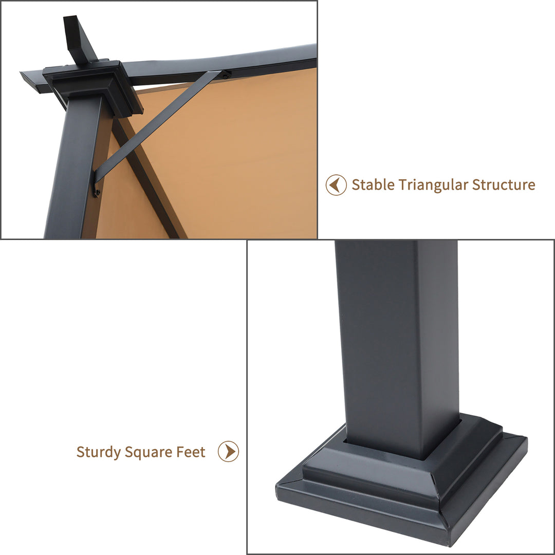 Outsunny 10' x 8' Outdoor Pergola Garden Gazebo with Two Adjustable Side Canopy Overhead Sun Shade Backyard Canopy Cover Khaki