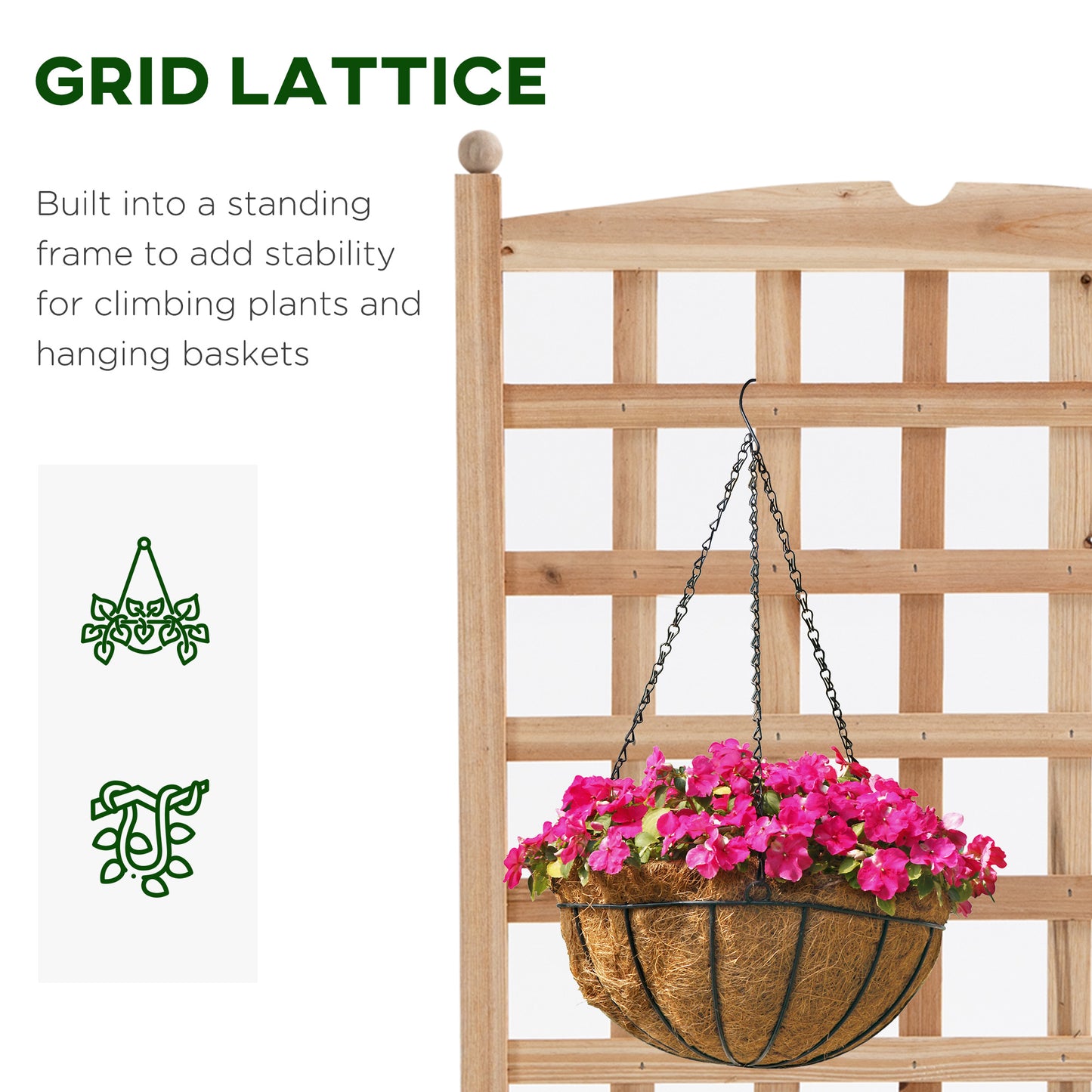 Outsunny 24" x 12" x 49" Raised Garden Bed with Trellis Board Back & Strong Wooden Design & Materials