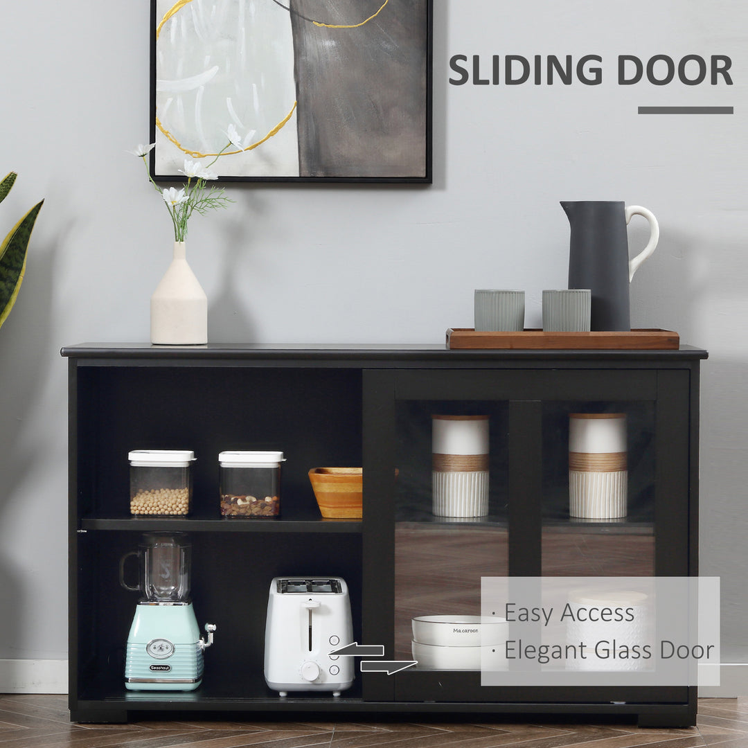 HOMCOM Kitchen Sideboard, Stackable Storage Cabinet, Sliding Glass Door Console, Serving Buffet for Kitchen & Dining Room