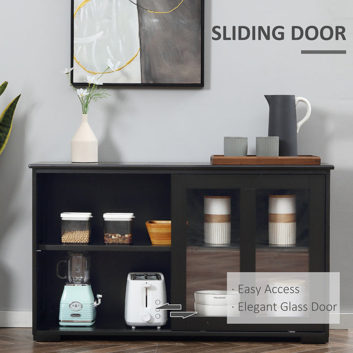 HOMCOM Kitchen Sideboard, Stackable Storage Cabinet, Sliding Glass Door Console, Serving Buffet for Kitchen & Dining Room