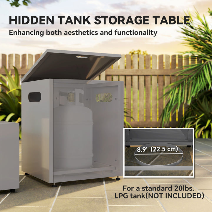 Outsunny 42" Propane Fire Pit Table 50,000 BTU Outdoor Gas Fire Table with Hideaway Propane Tank Holder, Waterproof Cover