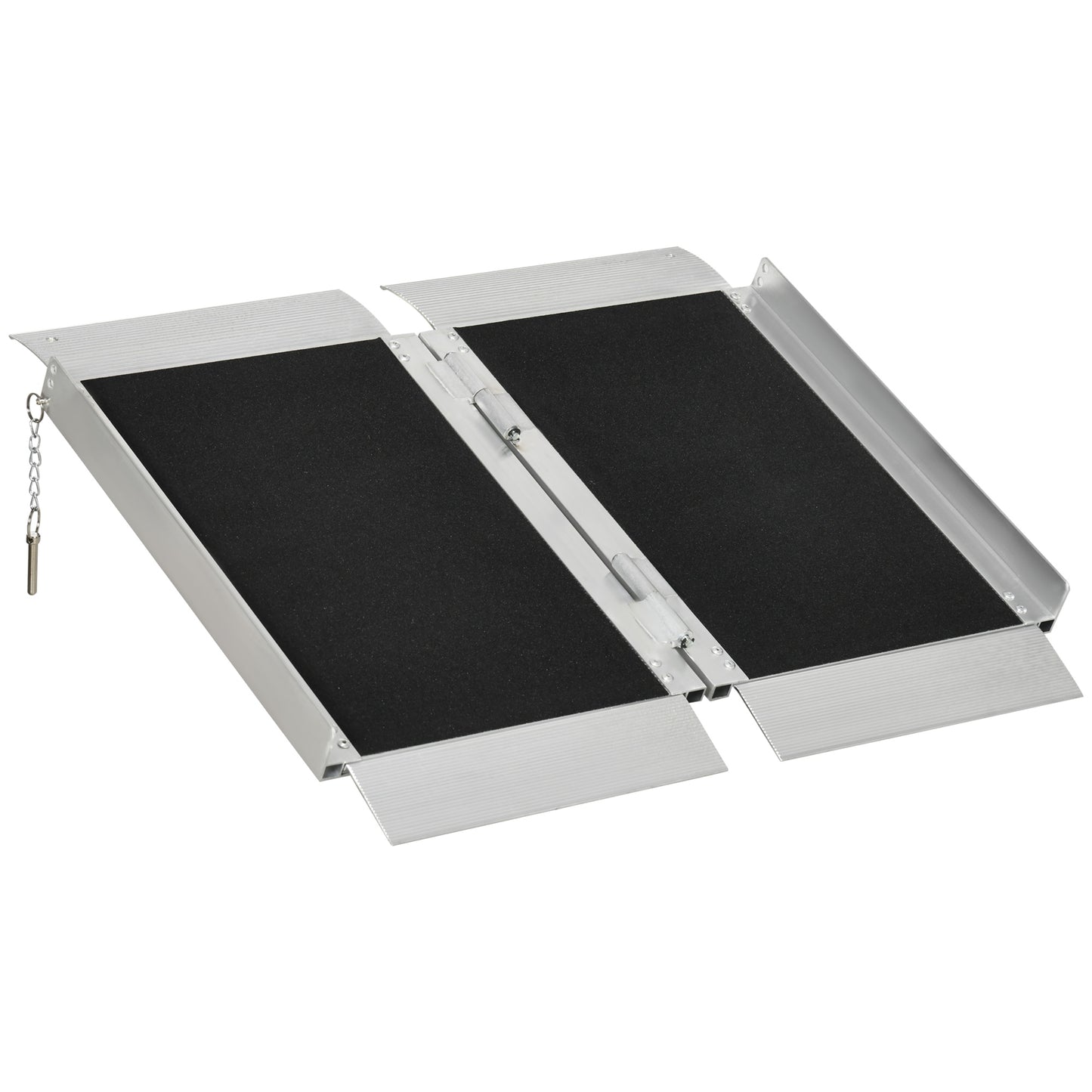 HOMCOM 4' Portable Wheelchair Ramp Aluminum Threshold Mobility Single-fold for Scooter with Carrying Handle