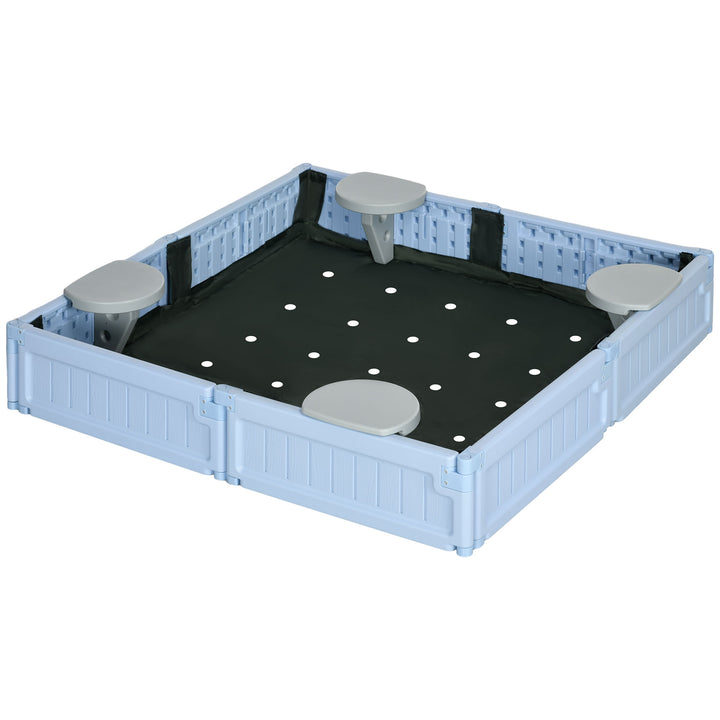 Outsunny Kids Outdoor Sandbox with Canopy, Bottom Fabric Liner, Brown