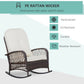 Outsunny Rattan Rocking Chair, Outdoor Wicker Patio Rocker Chair Furniture with Thick Cushions, for Garden Backyard Porch, Khaki