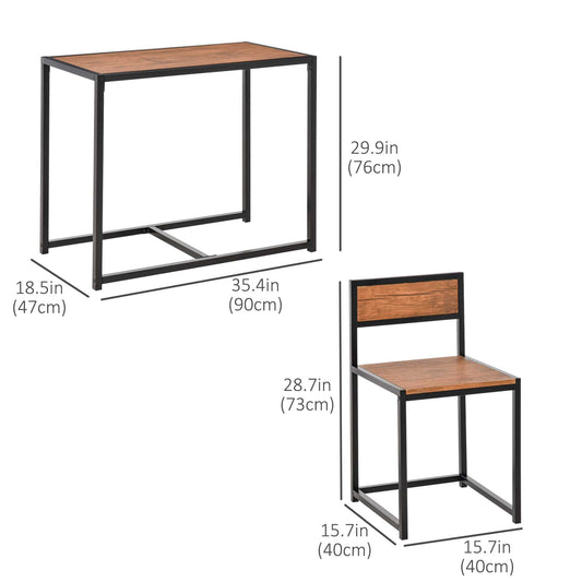 HOMCOM Dining Table Set, Industrial Dining Set for 2, Kitchen Table and Chairs for Small Space, Dining Room Table with Chairs